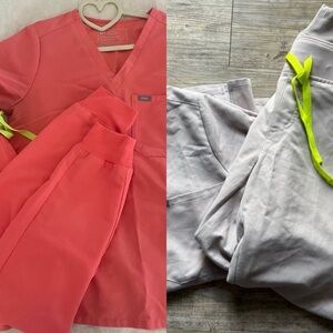 2 Figs scrub sets Zamora & Caterina plus yellow Salta - Hot Coral & Slate